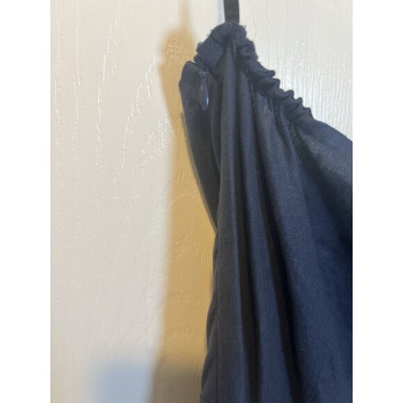 Fanm Mon Flame Size Mini Linen One Sleeve L Ruffle Hem Floral Embroidery Dress - Picture 9 of 11